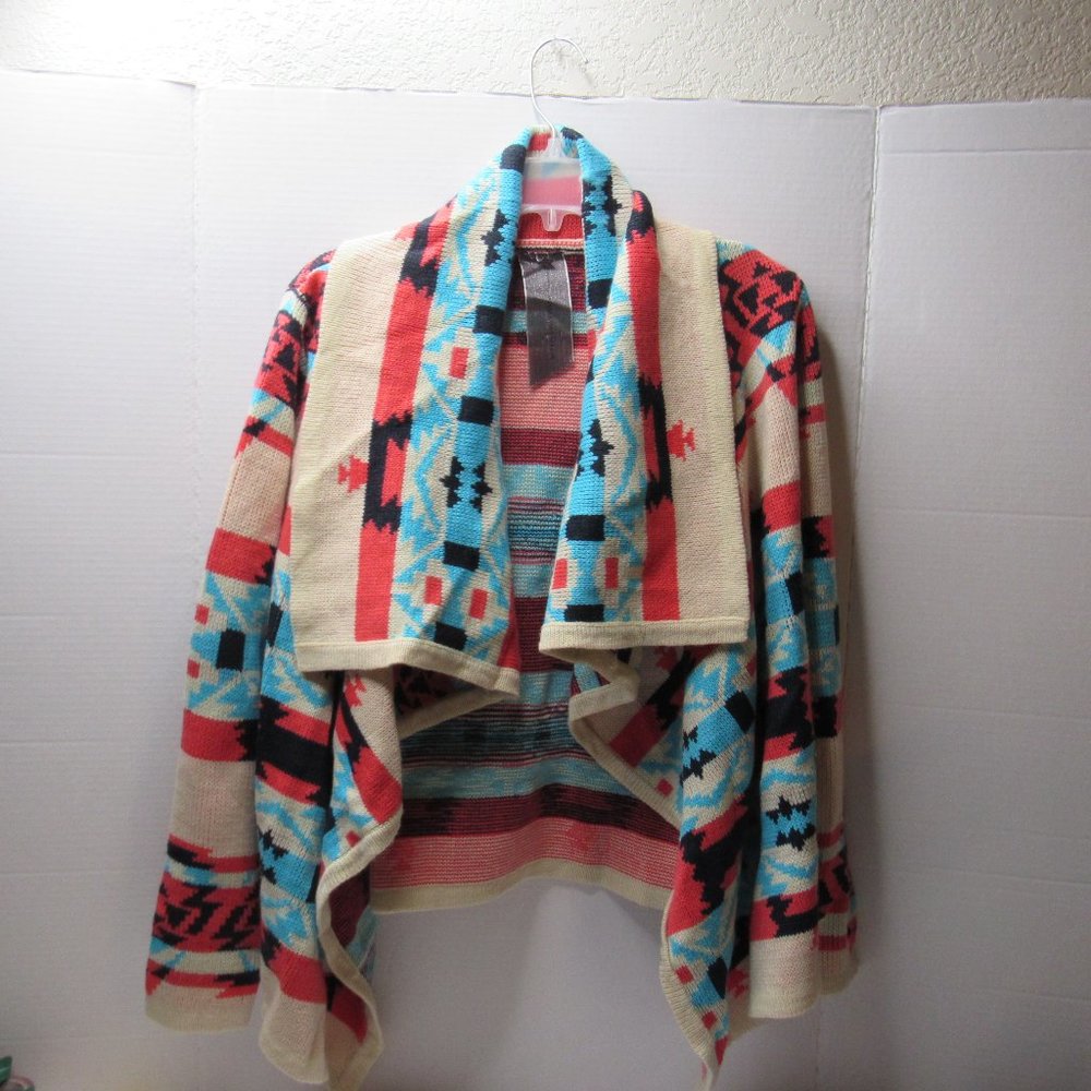 Moon Collection Women Emily Aztec Tribal Cardigan Small Long Sleeve Indian West